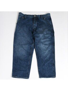 Chrome Hearts Carpenter Denim Pants Cross Ball Button Scroll Label Indigo